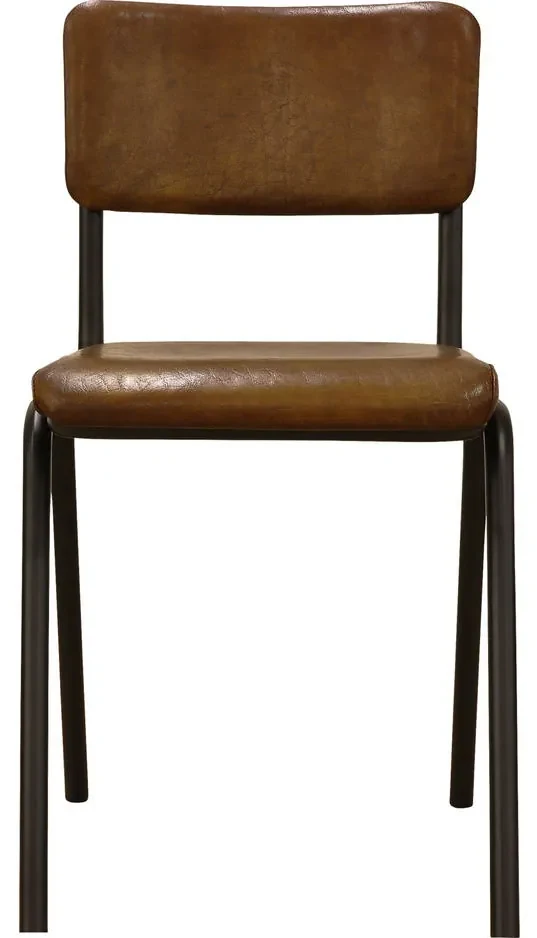 Goossens Eetkamerstoel Chaplin cognac leer leuning, urban industrieel