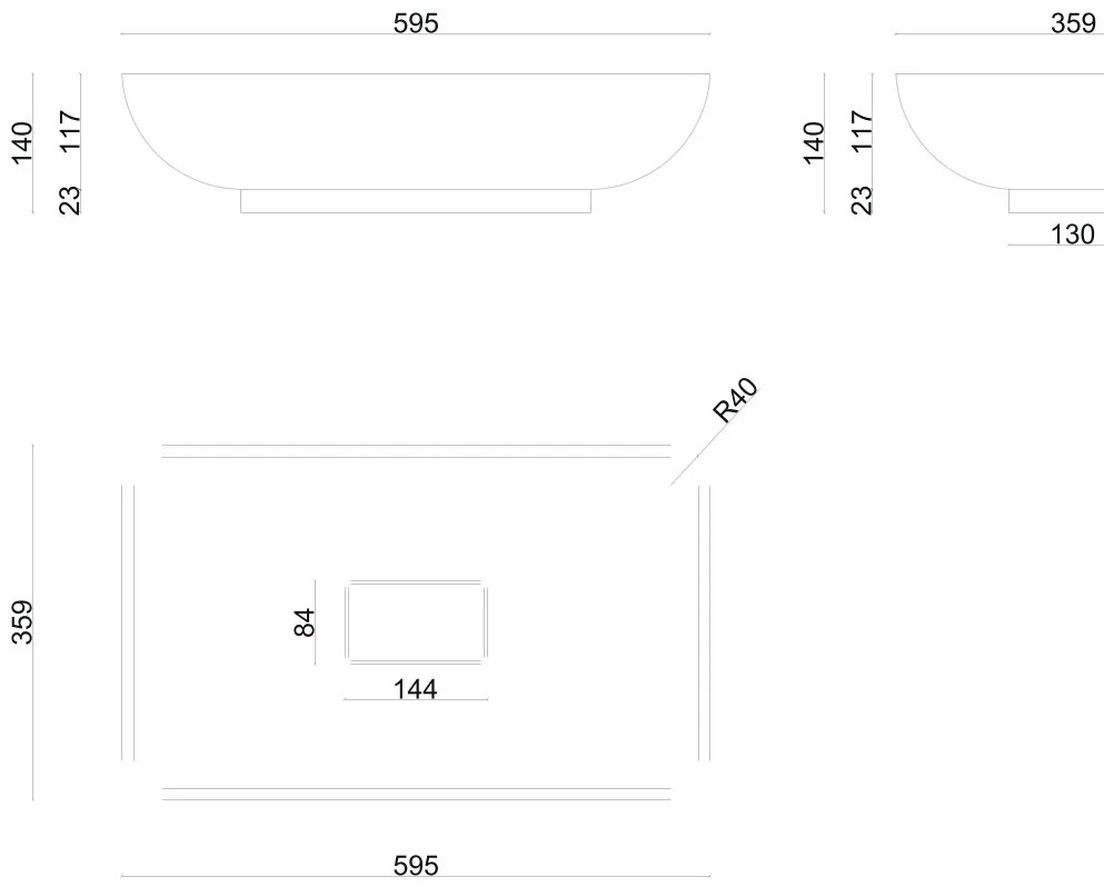 Sanigoods Layla waskom solid surface 60x36cm wit mat