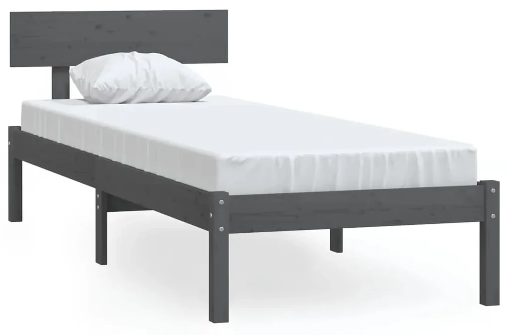 vidaXL Bedframe massief grenenhout grijs 75x190 cm UK Small Single