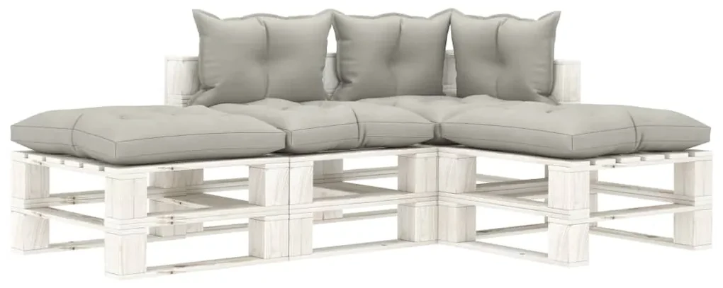 vidaXL 4-delige Loungeset met taupe kussens pallet hout
