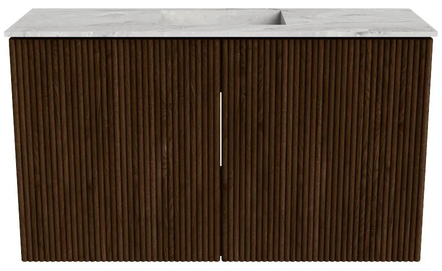Mondiaz Joya DLux 70cm toiletmeubel walnut met wastafel faye midden 1 kraangat glace