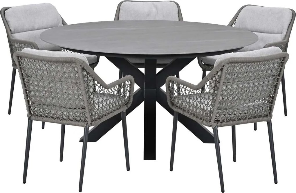 Garden Impressions Pemba tuinset 6-delig - Duuk tuintafel Ø150 cm
