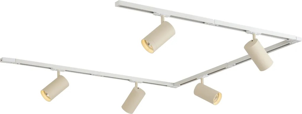 Modern railsysteem met 5 spots wit met beige 1-fase GU10 70mm - Iconic Jeana Luxe