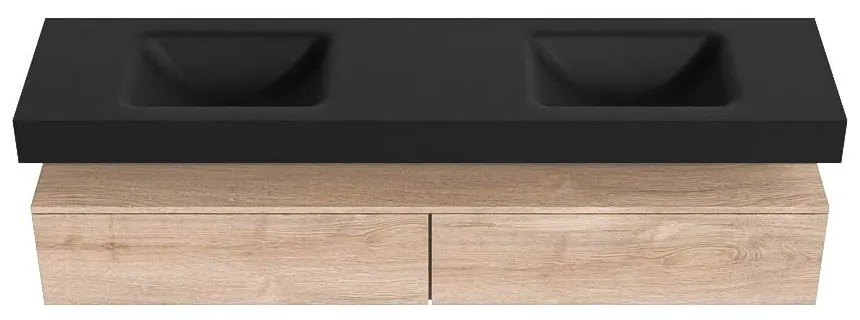 Zaro Alan badmeubel 190cm washed oak 2 lades met vrijhangende wastafel cloud dubbel 2 kraangaten urban