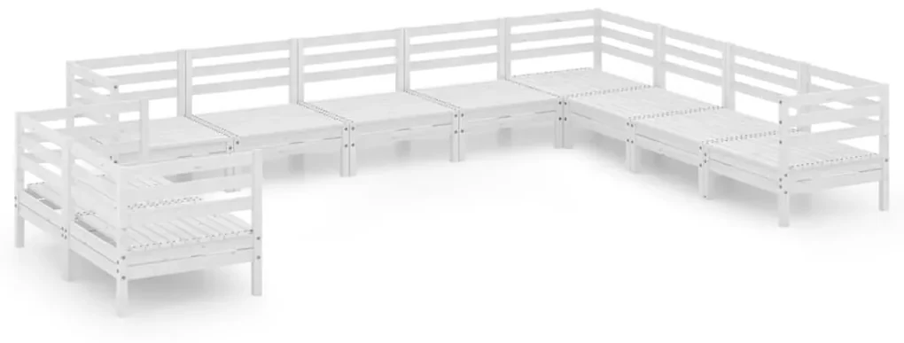vidaXL 10-delige Loungeset massief grenenhout wit