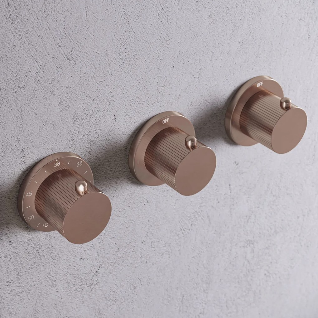 Saniclear Plus Stripes Pro inbouw badkraan met vrijstaande uitloop geborsteld koper