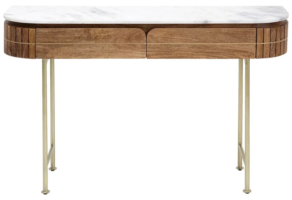 Kare Design Grace Sidetable Mangohout En Marmer - 100 X 30cm.