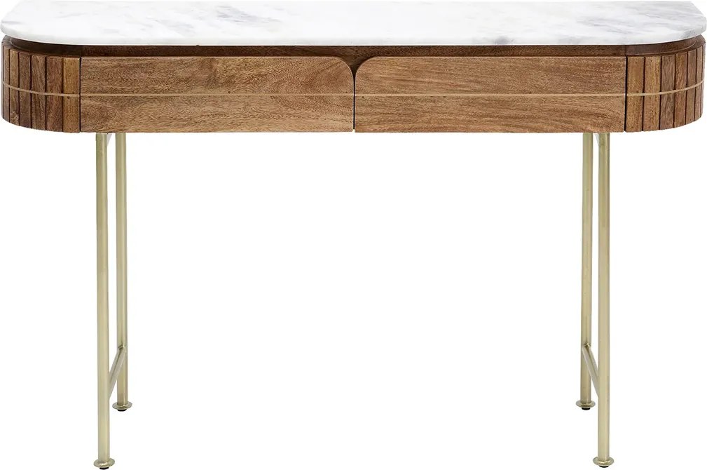 Sidetable Mangohout En Marmer - 100 X 30cm.
