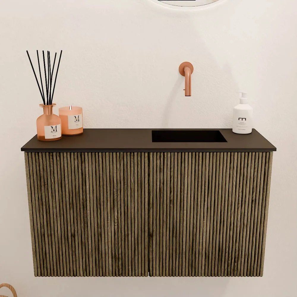 Mondiaz Joya 70cm toiletmeubel dusk met wastafel faye rechts zonder kraangat urban