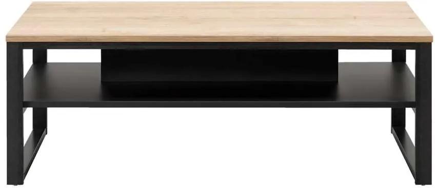 Salontafel Malaga - eikenkleur/zwart - 44x118x67 cm - Leen Bakker