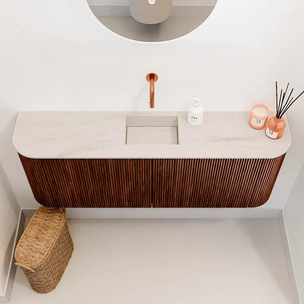 Mondiaz Joya DLux 115cm toiletmeubel ronding links/rechts ruby met wastafel faye midden zonder kraangat meli
