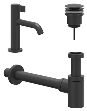IVY Fonteinset - opbouw - laag - always open plug - Mat zwart PED 6901412