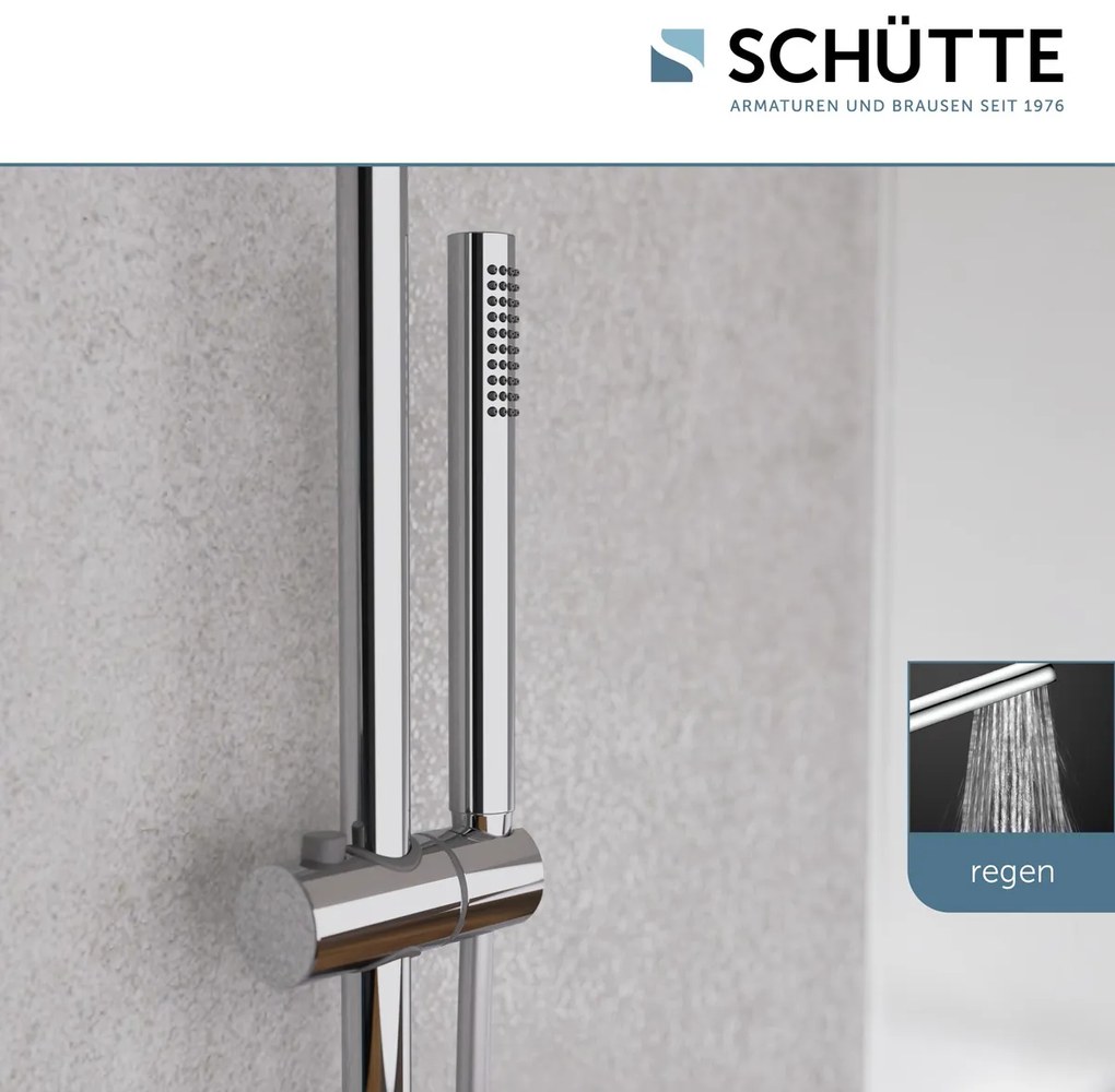 Schutte Aquaduct regendoucheset met thermostatische kraan chroom