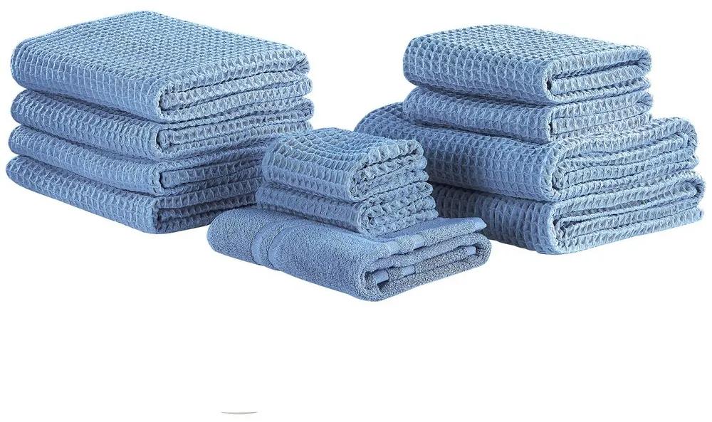 Handdoek set van 11 katoen blauw AREORA Beliani