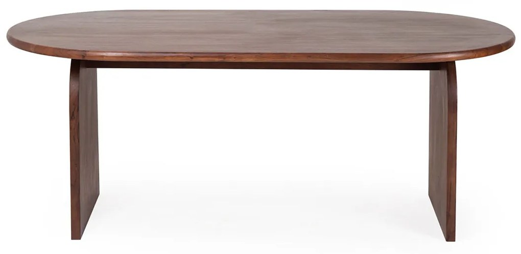 Ovale Eettafel Walnoot Japandi 250 Cm - 250 X 100cm.