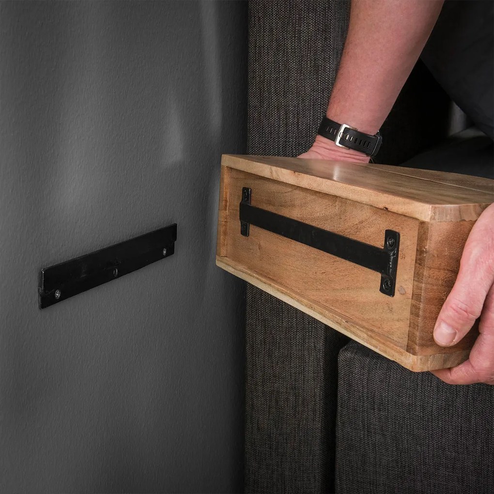 Hangend Nachtkastje Half Rond Hout - 40x20x12cm.