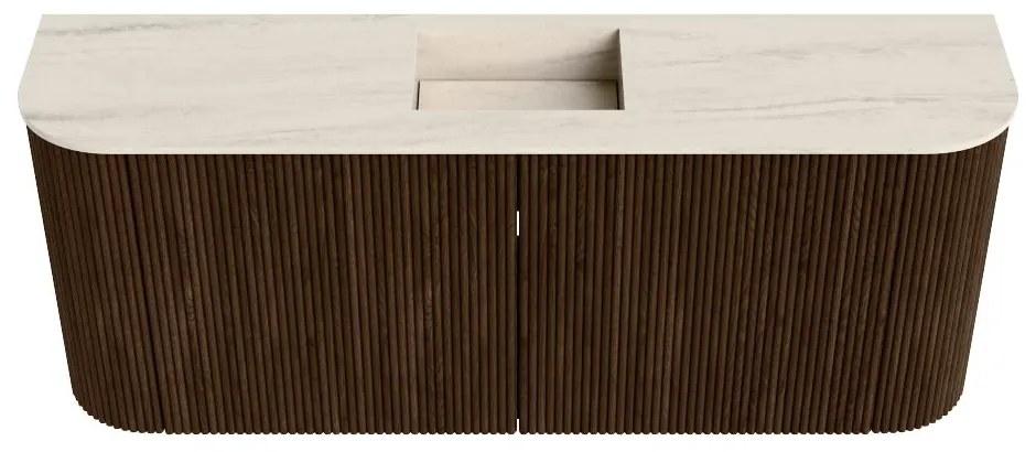 Mondiaz Joya DLux 105cm toiletmeubel ronding links/rechts walnut met wastafel faye midden 1 kraangat meli