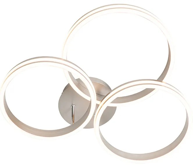 Plafondlamp staal incl. LED 3-staps dimbaar 3-lichts - Navara