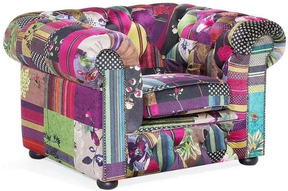 Fauteuil stof patchwork paars CHESTERFIELD
