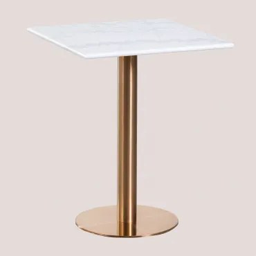 Cosmopolitan Vierkante Marmeren Bartafel Wit Marmer & ↔︎ 60 Cm & Roségoud - Sklum