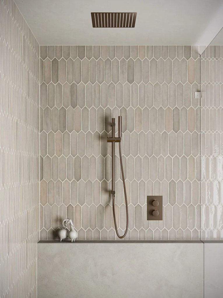 Saniclear Cube inbouw regendouche met inbouw douchekop 30x30cm, glijstang en staafhanddouche verouderd messing