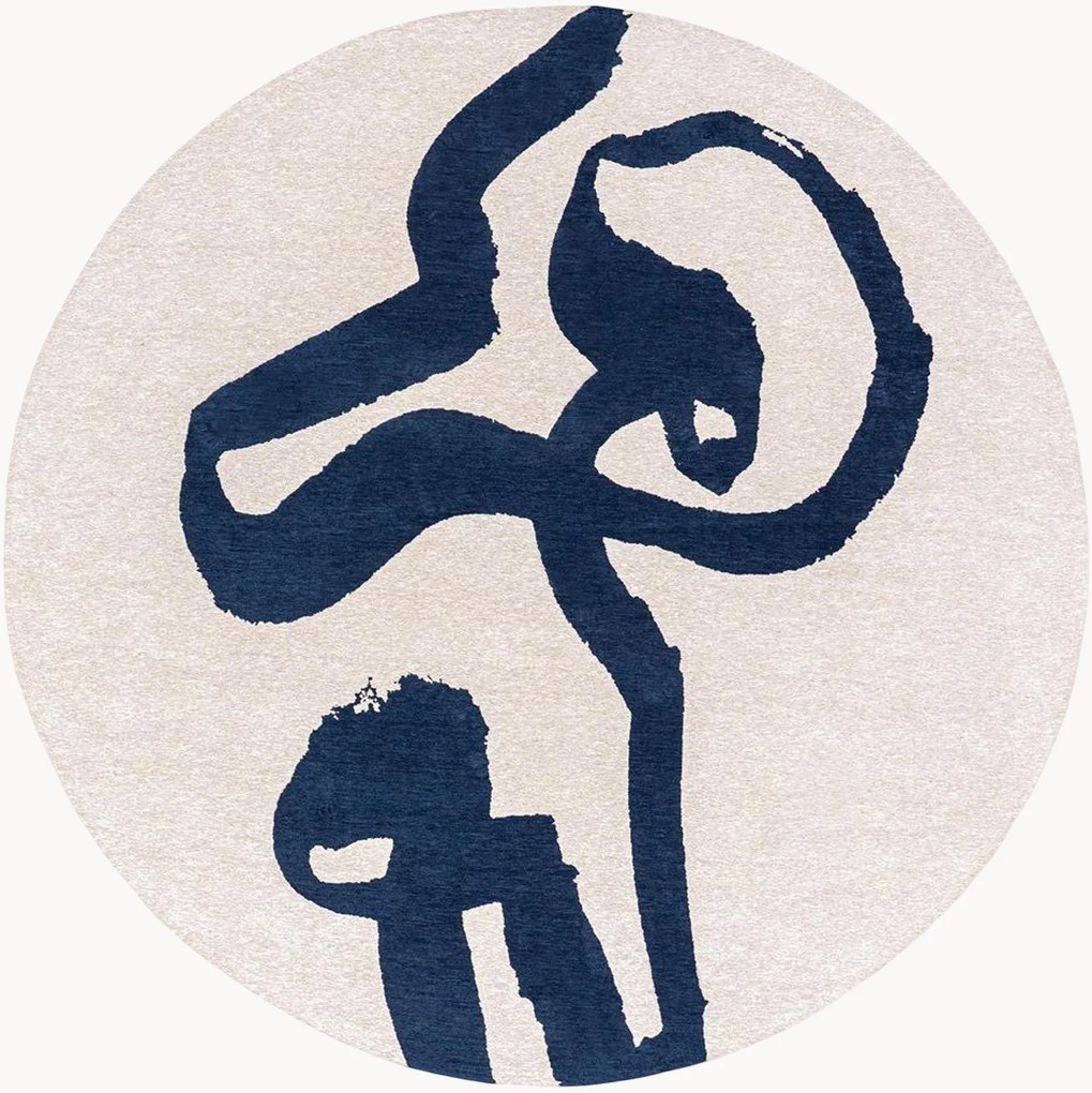 Wasbaar rond jacquard in- & outdoor vloerkleed lint