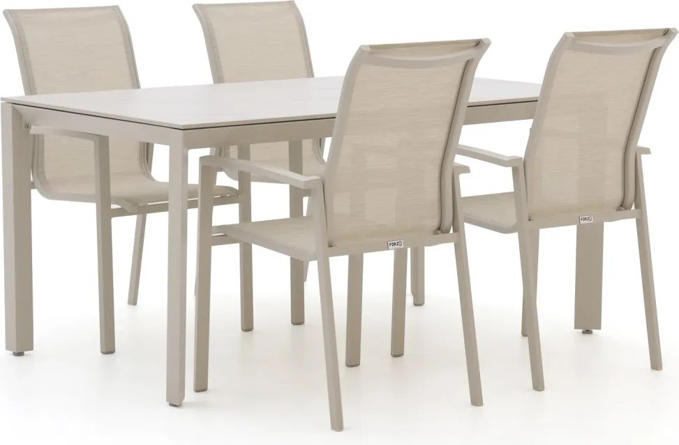 Diningset Bellagio  | 4 personen sintered stone | Tuinset stapelbaar | 5-delig | Kees Smit Tuinmeubelen