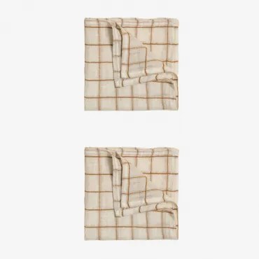 Set Van 2 Vernilen Katoenen Servetten Beige – Crème - Sklum