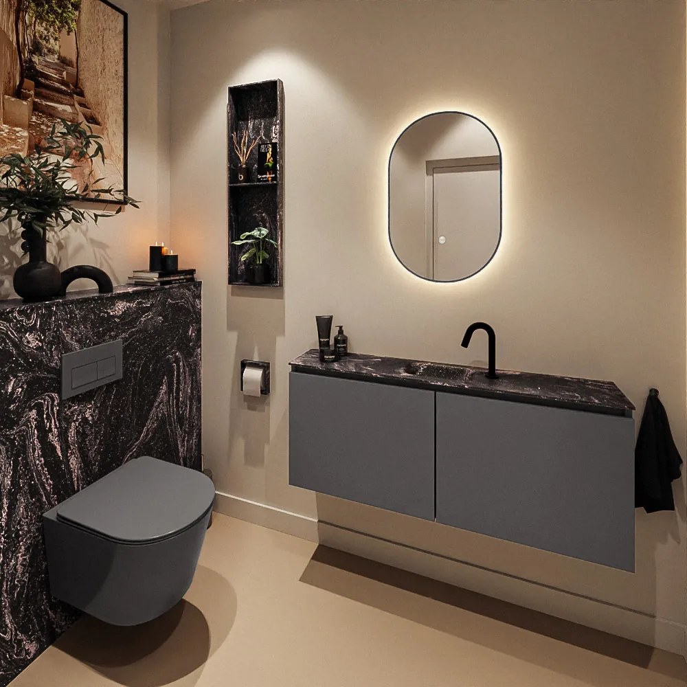 Mondiaz Ture DLux toiletmeubel 120cm dark grey met wastafel lava midden met kraangat