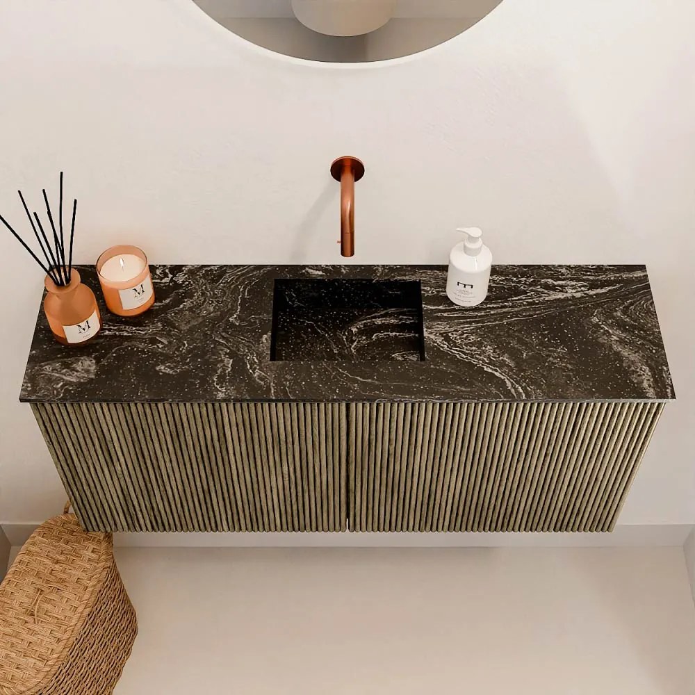Mondiaz Joya DLux 90cm toiletmeubel dusk met wastafel faye midden zonder kraangat lava