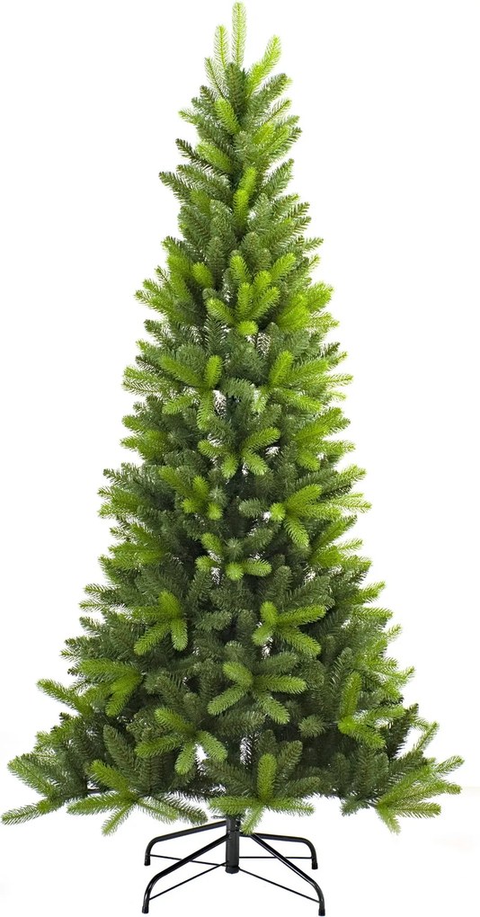 Utah kunstkerstboom smal - 210 cm - groen - Diameter 104 cm - 1.140 tips - metalen voet