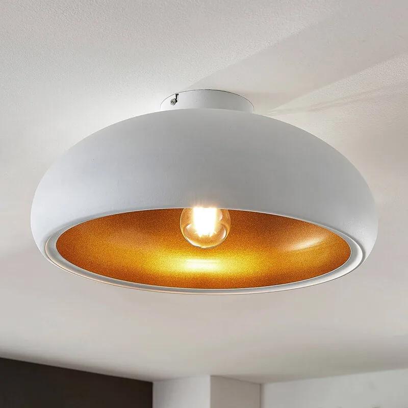 Metalen plafondlamp Gerwina, wit-goud - lampen-24