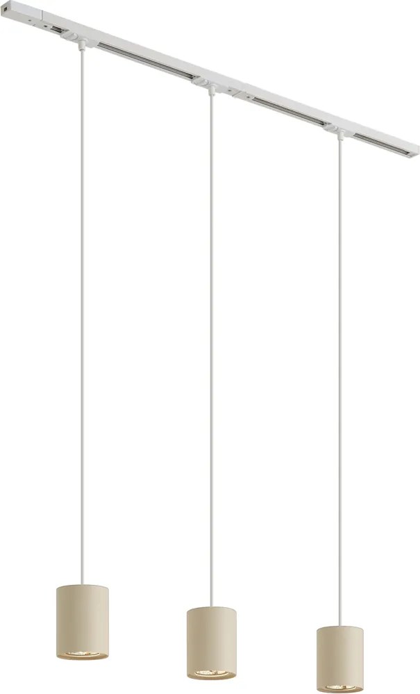 Modern railsysteem met 3 hanglampen wit met beige 1-fase - Iconic Holt