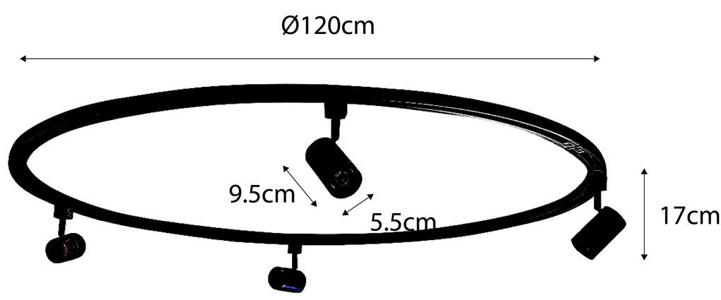 Modern railsysteem met 4 Spot / Opbouwspot / Plafondspots zwart 1-fase rond - Iconic Jeana GU10 Binnenverlichting Lamp