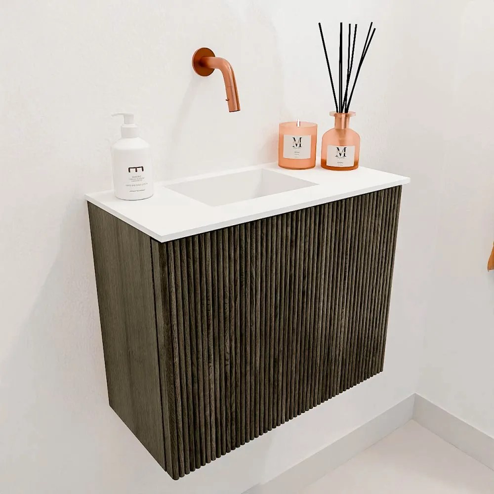 Mondiaz Joya 50cm toiletmeubel shadow met wastafel faye links zonder kraangat talc