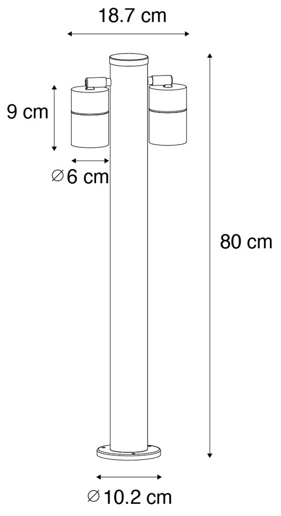 Staande buitenlamp zwart 80 cm IP44 verstelbaar 2-lichts - Duo Design, Modern GU10 IP44 Buitenverlichting