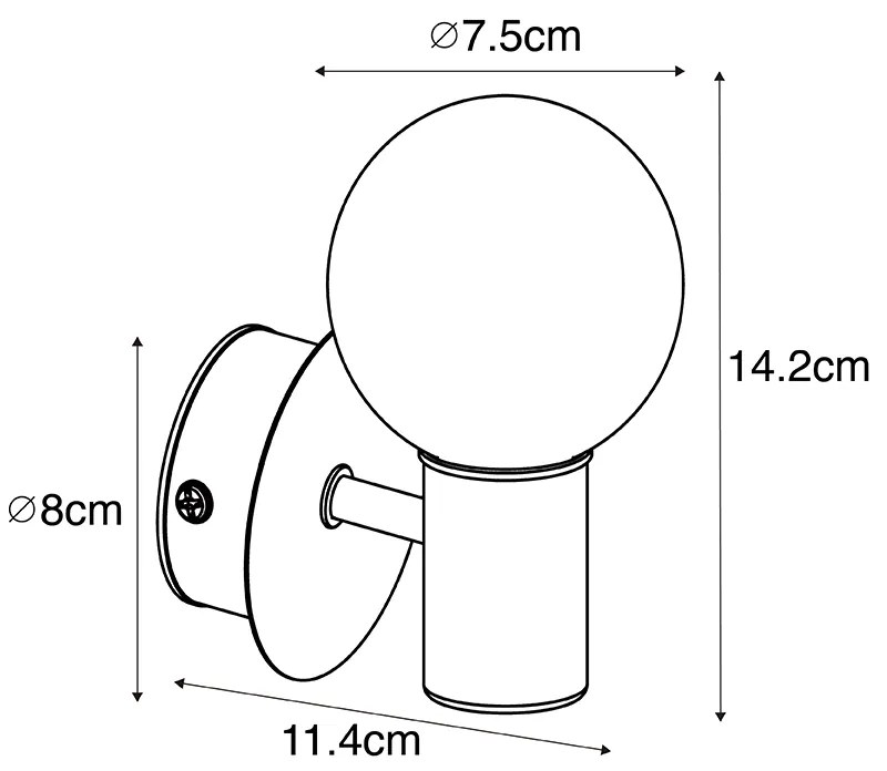 Buitenlamp Moderne wandlamp staal IP44 - Cederic Up Modern G9 IP44 Buitenverlichting bol / globe / rond