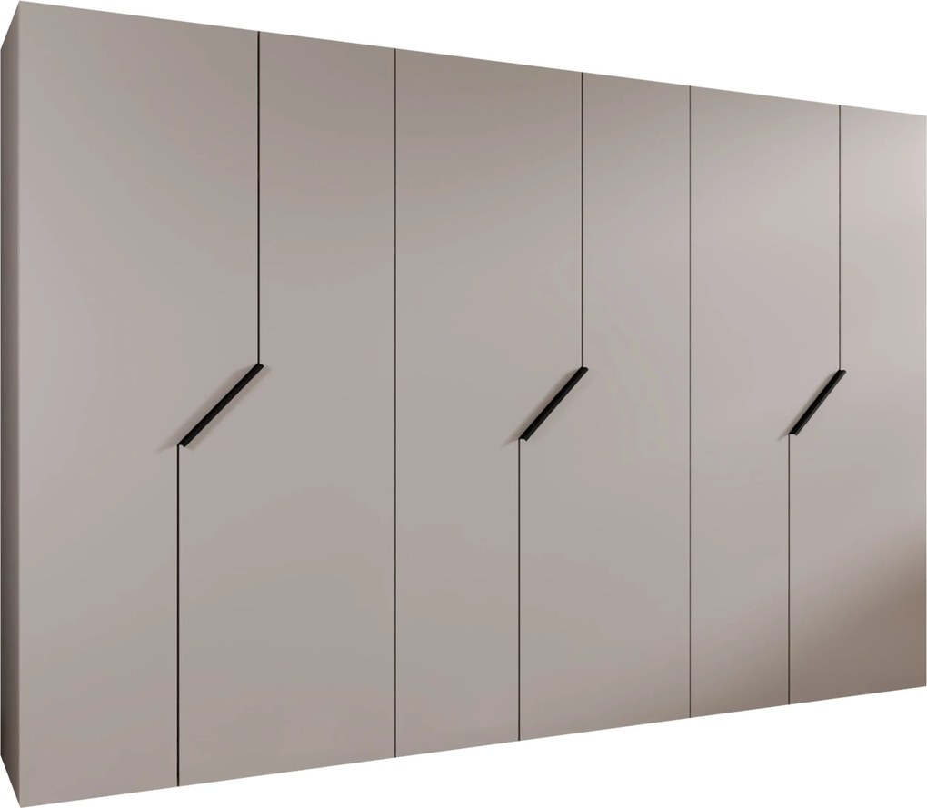 Kledingkast Hartford 596, Zwart, Kasjmier, 202x300x52cm, 203.5 kg, Kledingkast deuren: Met scharnieren