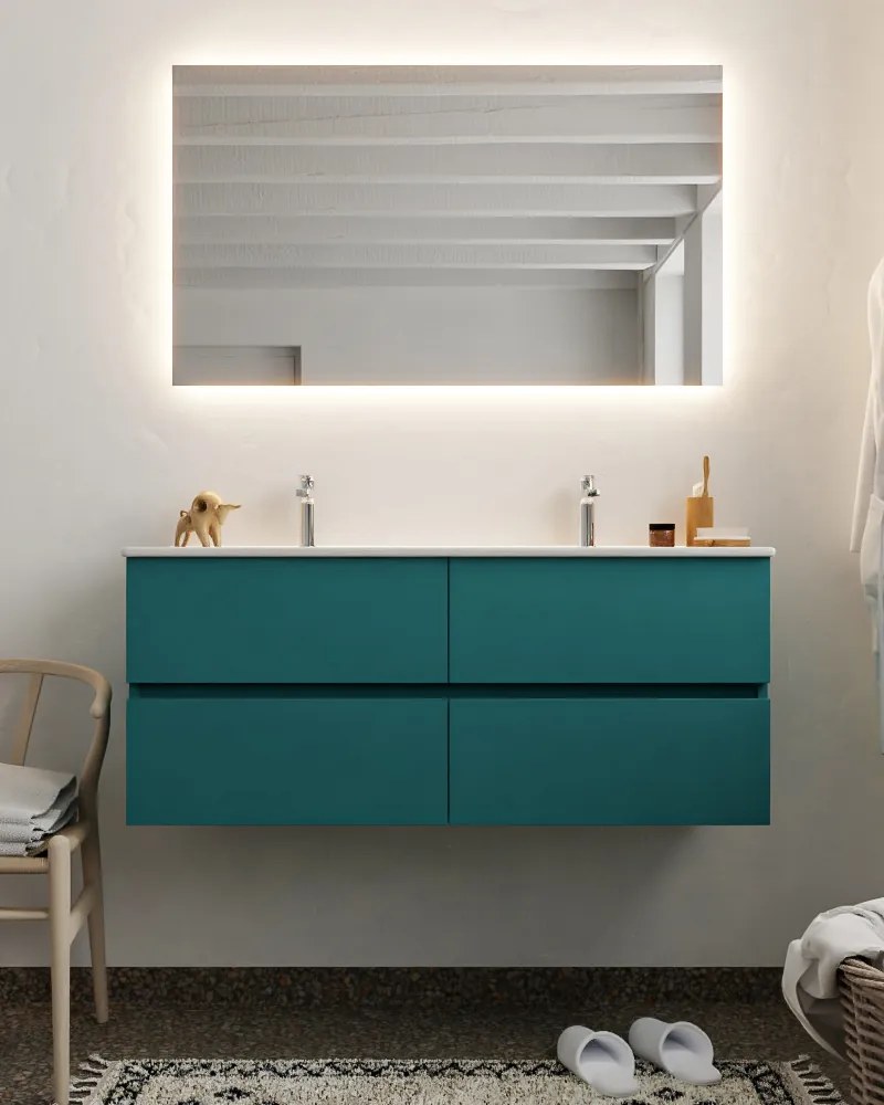Mondiaz Vica 120cm badmeubel smag 4 lades wastafel Denia dubbel met 2 kraangaten