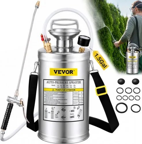 VEVOR Tuinvijververnevelaar 6L Ultrasone vernevelaar Roestvrijstalen ultrasone vernevelaar Geschikt voor thuis, tuin, toeristenvoertuigen, speciale voertuigen, schepen, voertuigreiniging, tapijtreiniging