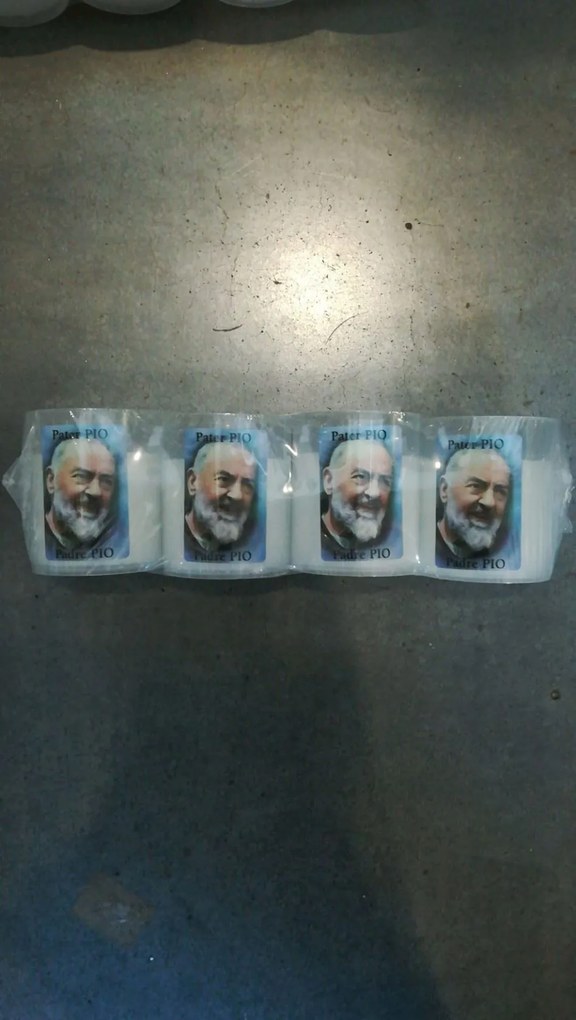 Devotiekaars set 4 wit - Pater Pio