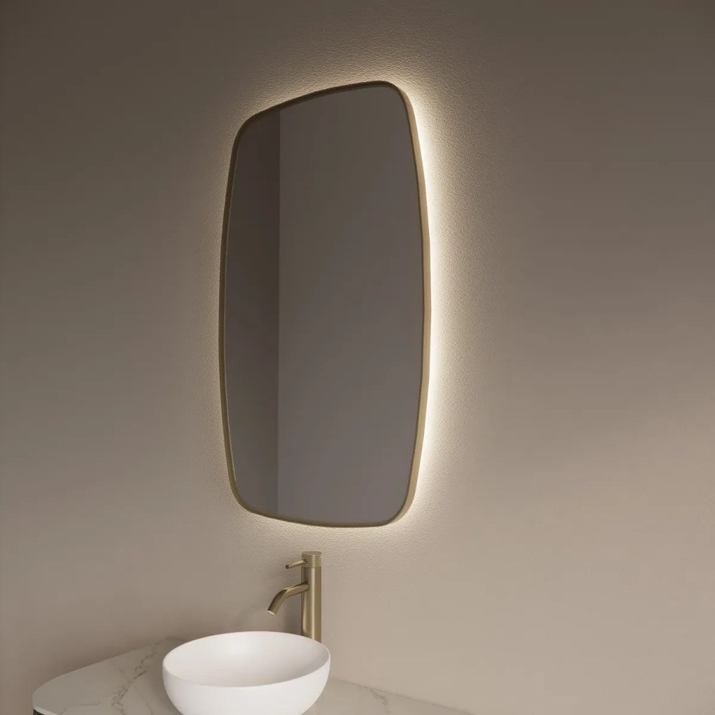 Gliss Design Epos spiegel met LED-verlichting 60x100cm verticaal mat goud