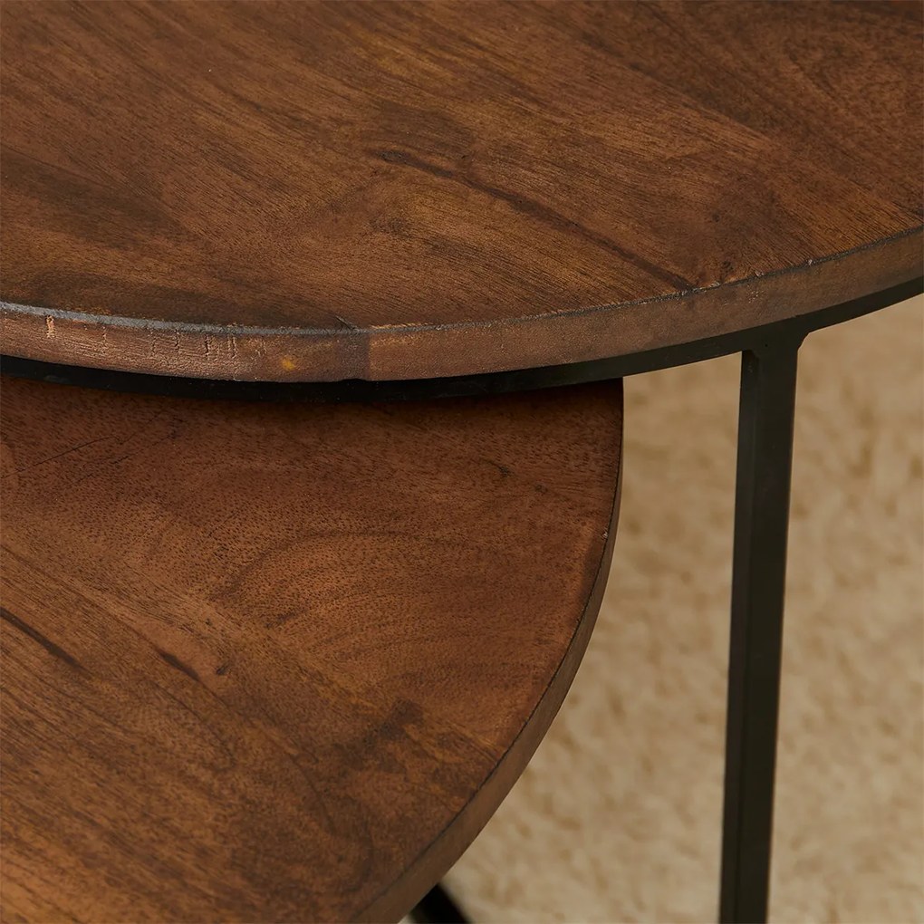 Starfurn Madison Walnoot Salontafel Set Van 2 - 70 X 70cm.