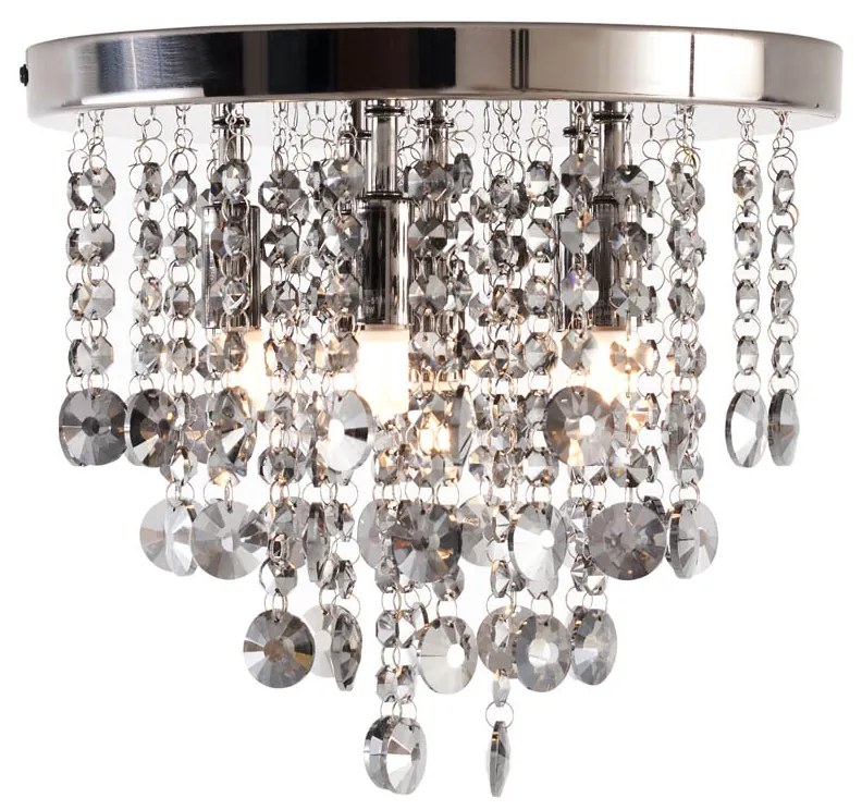 Klassieke plafondlamp zwart met smoke glas - Medusa