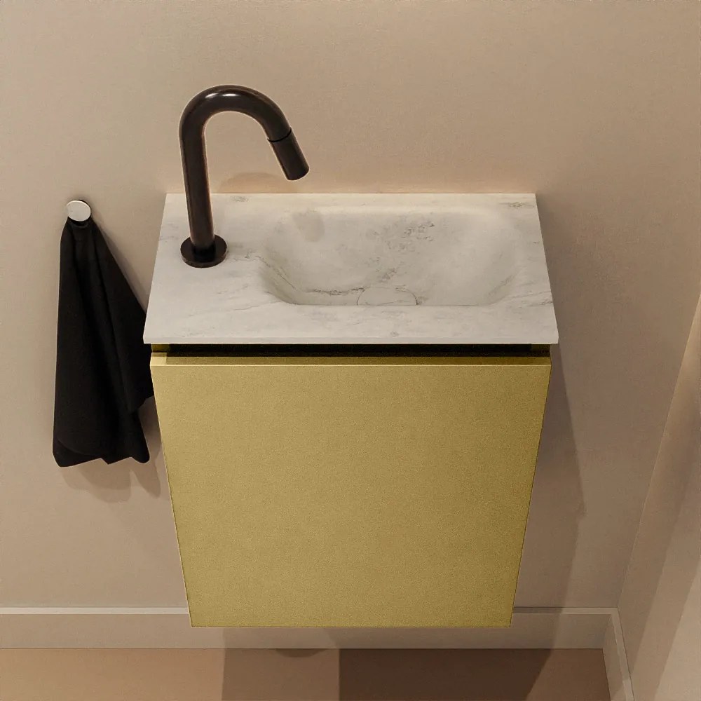 Mondiaz Ture DLux toiletmeubel 40cm oro met wastafel opalo rechts met kraangat