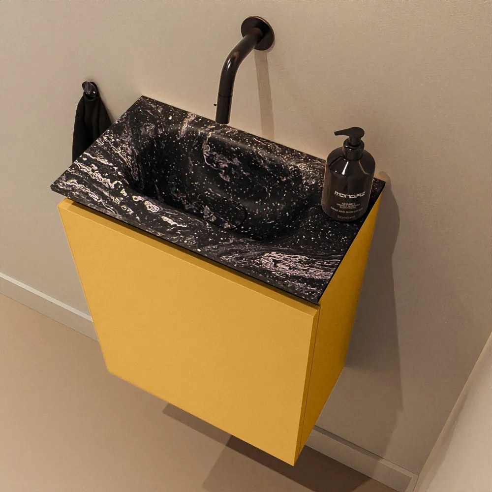 Mondiaz Ture DLux toiletmeubel 40cm ocher met wastafel lava midden zonder kraangat