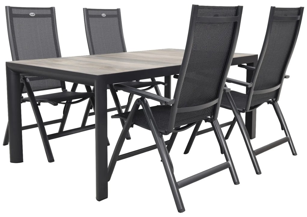 Hartman Roma/Kings 4-persoons verstelbare tuinset 180x100 cm. - Antraciet