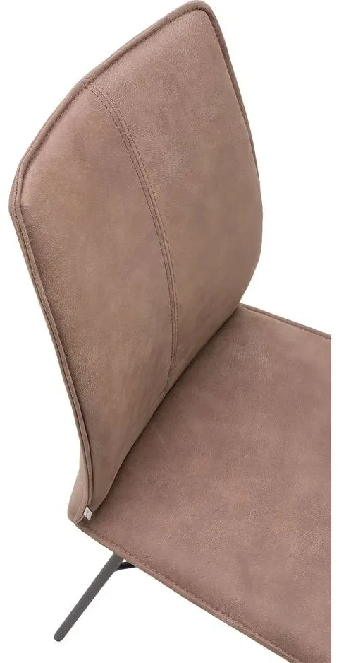 Goossens Eetkamerstoel Daan bruin leer leuning, modern design