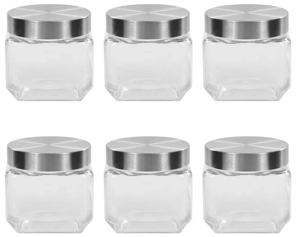 vidaXL Opbergpotten met zilverkleurig deksel 6 st 800 ml