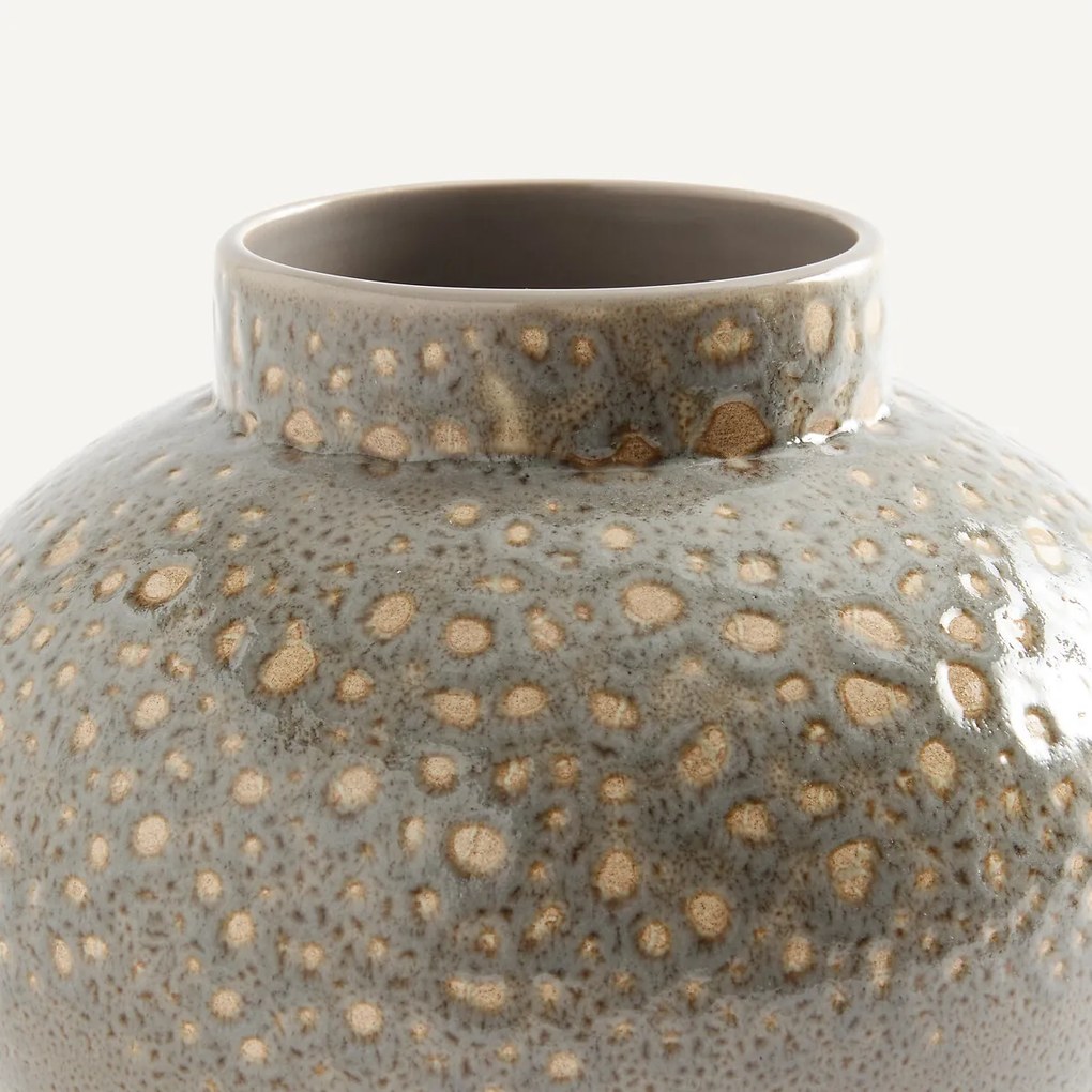 Ronde vaas van gevlekt geglazuurd keramiek, hoogte 18,5 cm, LECCIA